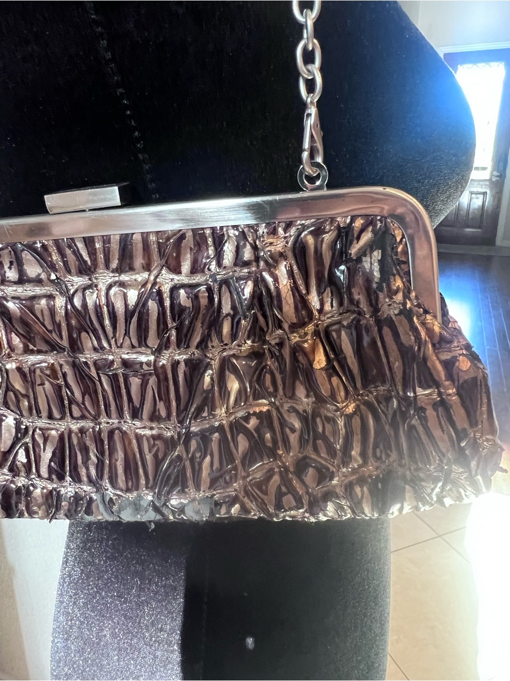 Unlisted by Kenneth Cole Metallic Textured Evening Frame Clutch